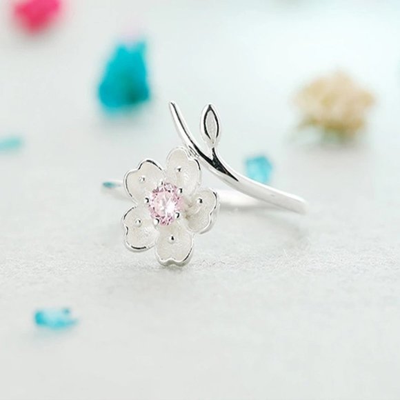 [Set of 4] NEW 925 Sterling Silver Cherry Blossom - Picture 7 of 11
